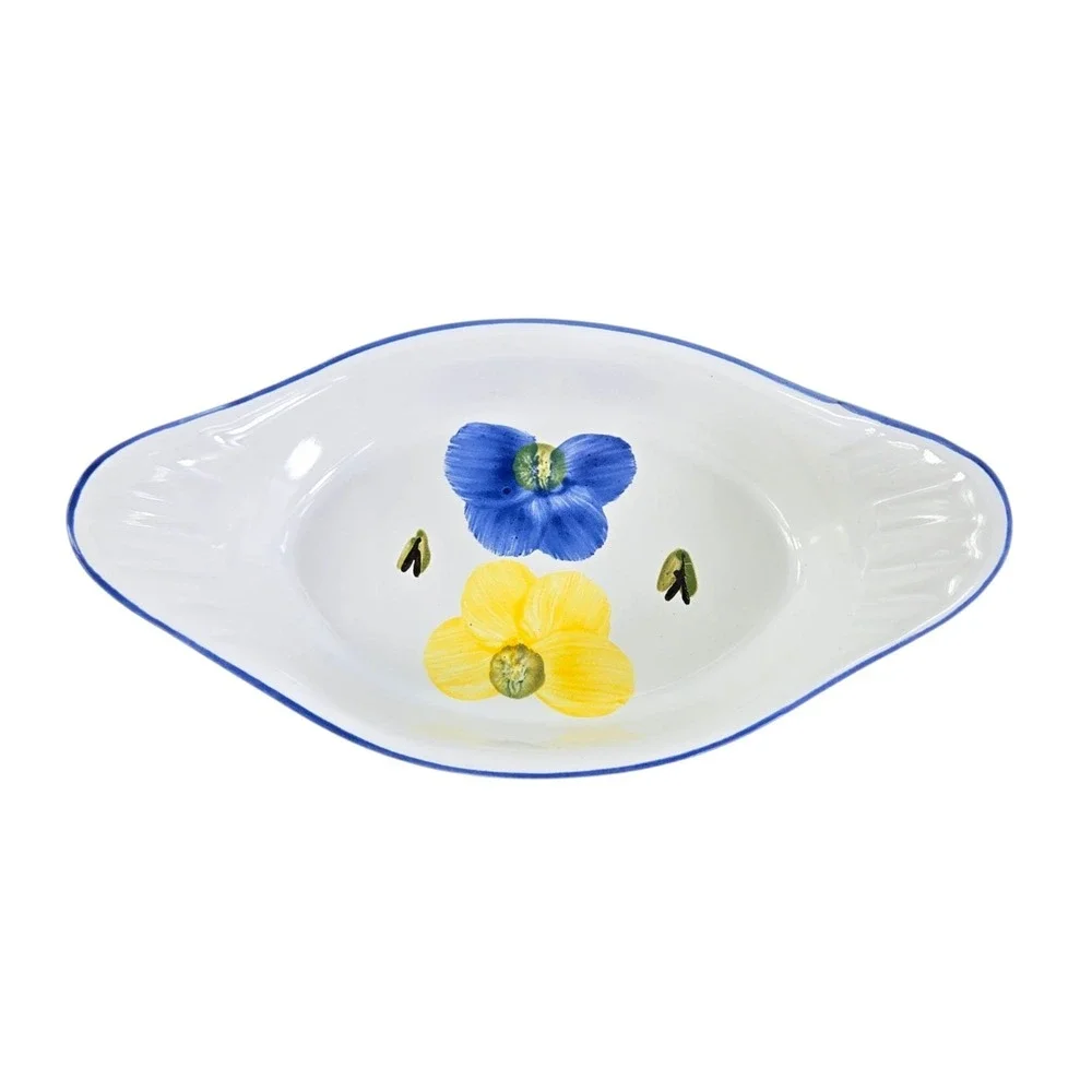 Lot 4 Maxam Hand Painted Italian Daisy Bakeware Portugal Set‎ 2 Small 2 Lrg